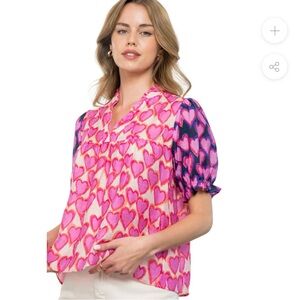 THML Pink and Blue Heart Blouse